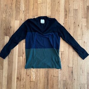 Saturdays NYC men’s small color block long sleeved tee black blue green
